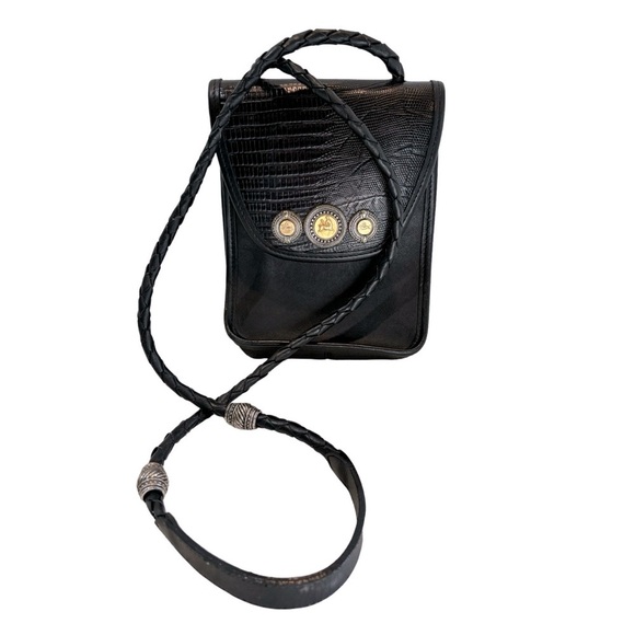 VTG Brighton Leather Crossbody Bag‎ with Horse Embellishment and Braided Strap - Picture 1 of 16